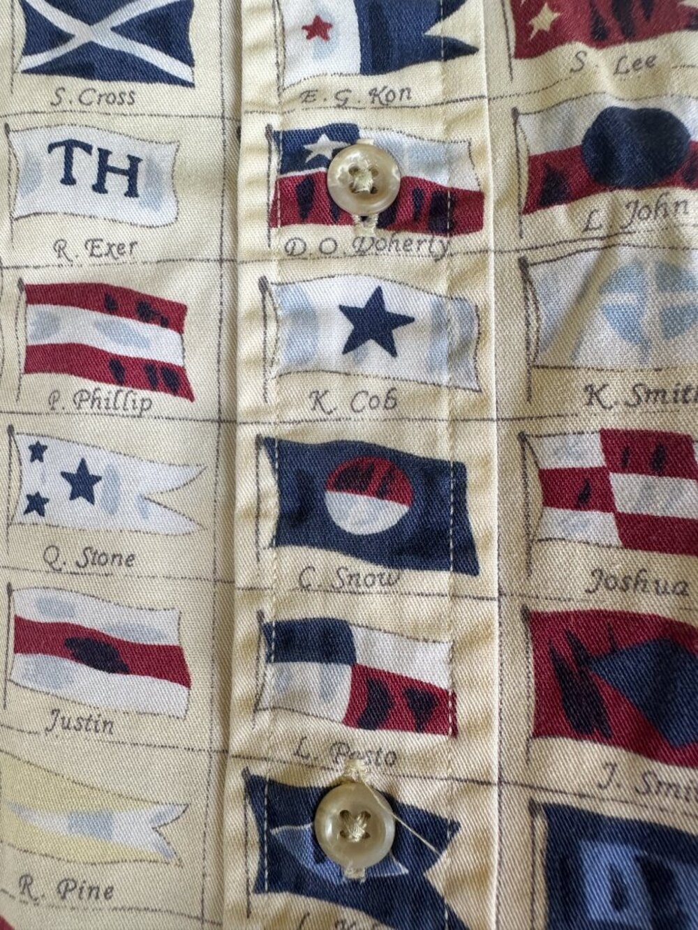 Vintage Tommy Hilfiger Nautical Flags Design Men's LS Button Front Shirt Medium - Picture 4 of 6